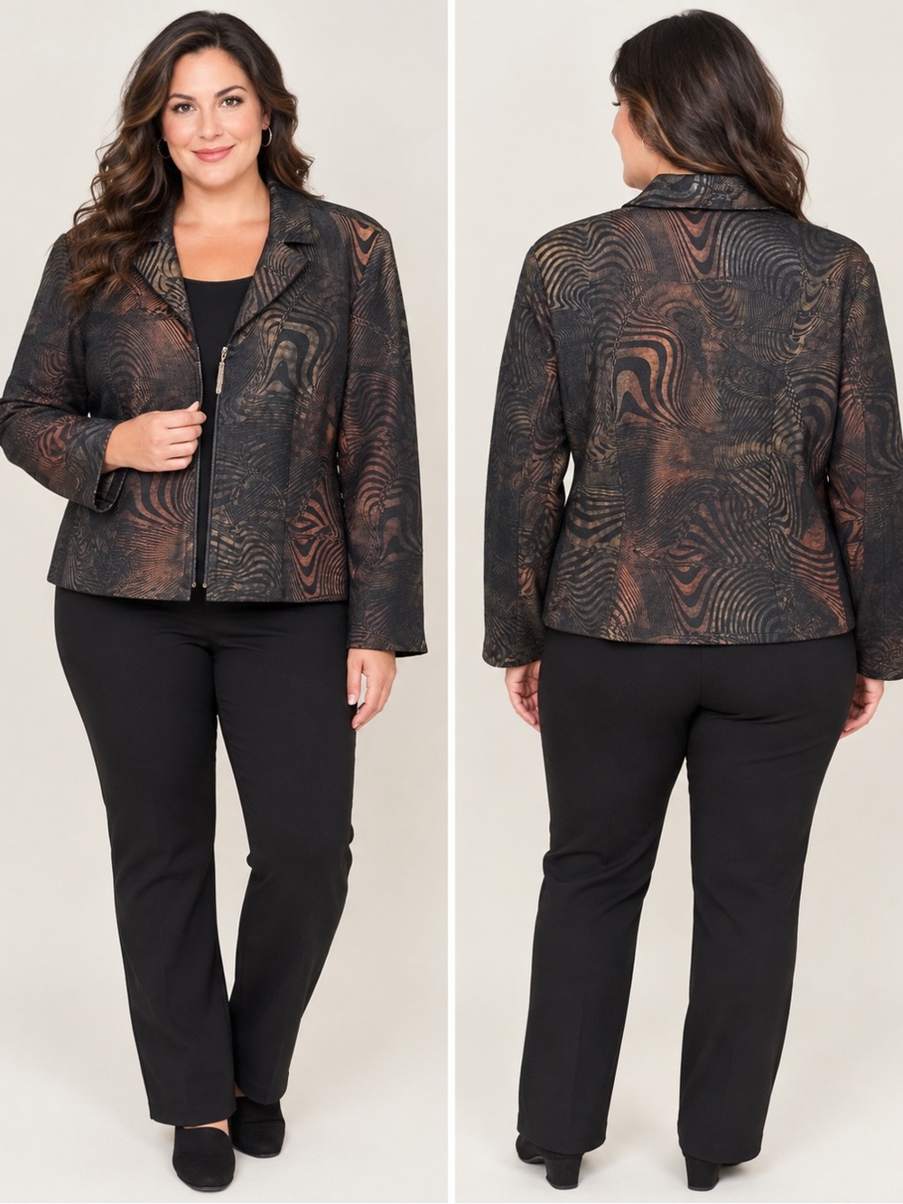 Ouida Made in Canada Abstract Print Zip-Up Jacket – Women’s Medium